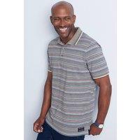 Cotton Traders Men Help For Heroes Short Sleeve Stripe Polo Shirt in Grey | Size: X-Large