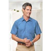 Cotton Traders Men Short Sleeve Soft Touch Shirt in Mid Blue | Size: 5X-Large