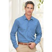 Cotton Traders Men Long Sleeve Soft Touch Shirt in Mid Blue | Size: large