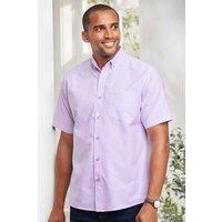 Cotton Traders Men Short Sleeve Oxford Shirt in Pale Lilac | Size: Medium