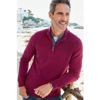 Cotton Traders Men Half-Zip Mock Shirt Jumper in Light Red | Size: Medium