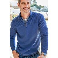 Cotton Traders Men Half-Zip Mock Shirt Jumper in Pale Blue | Size: 2X-large