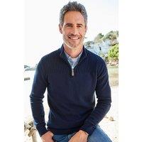 Cotton Traders Men Half-Zip Mock Shirt Jumper in Midnight | Size: 3X-Large