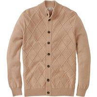 Cotton Traders Men Cotton Textured Button Through Cardigan in Beige | Size: large