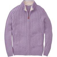 Cotton Traders Men Sherpa Trim Cardigan in Mauve | Size: X-Large