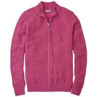 Cotton Traders Men Textured Knit Zip Through Cardigan in Raspberry | Size: X-Large