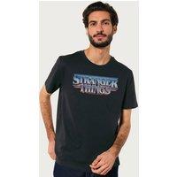 Stranger Things Men Retro 80s Epic Text Logo T-Shirt in Black | Size: Small
