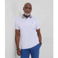 Joe Browns Men Smart Aztec Trim Polo Shirt in White | Size: large