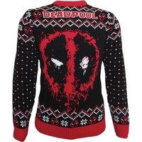 Deadpool Men Spray Knitted Christmas Jumper in Black | Size: Medium
