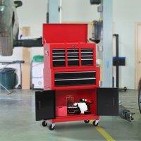HOMCOM Portable Toolbox Tool Top Chest Box Rollcab Roll Cab Cabinet in Red