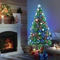 HOMCOM 3ft 4ft 5ft 6ft 7ft Artificial Christmas Xmas Tree LED Snowflake Decoration in Green