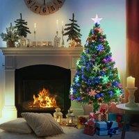 HOMCOM 3ft 4ft 5ft 6ft 7ft Artificial Christmas Xmas Tree LED Snowflake Decoration in Green