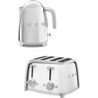 Smeg TSF03, KLF03 4-Slice Toaster & Kettle Set in Silver