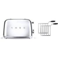 Smeg TSF01, TSSR01 2 Slice Toaster with 2-Sandwich Racks Set in Silver