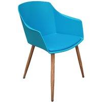 Life Interiors Single Eden Modern Dining Chair, Faux Leather Padded Cushion & Solid Wooden Legs in Blue