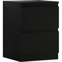 FWStyle Black 2 Drawer Bedside Table Scratch Resistant