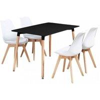 Life Interiors 5PCs Dining Set - a Halo Dining Table & Set of 4 Lorenzo Tulip chairs with Padded Seat in White
