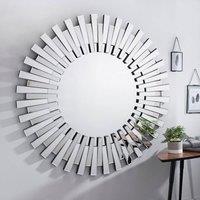 FurnitureboxUK Starburst Large 120cm 3D Silver Round Sunburst Modern Hallway Bedroom Dining And Living Room Mirror
