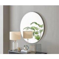 FurnitureboxUK Emma 100cm Large Art Deco Metal Frame Round Hallway Bedroom Dining And Living Room Wall Mirror in White
