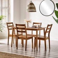 FurnitureboxUK Lynton Small Walnut Colour Wooden Dining Table & 4 Dining Chairs