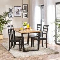 FurnitureboxUK Cotswold Wooden Dining Table & 4 Whitby Black Dining Chairs in Light Oak | Size: Medium