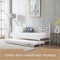KOSY KOALA Daybed With Under Bed Guest Trundle Guest Metal Day Bed 3ft Single Bed in White