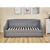KOSY KOALA Daybed with Trundle Grey 3ft Single Fabric Tufted Wooden Bedroom