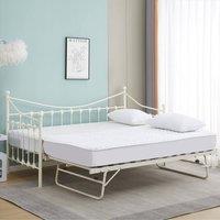 KOSY KOALA Daybed With Pull Out Trundle White 3ft Single Bed and 2 Mattresses Metal Guest Room Bedroom Living Room