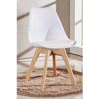 Life Interiors Single 'Tulip Dining Chair' Leather Padded Seat Solid Wood Legs in White