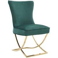Life Interiors Single Trafalgar Velvet Tufted Dining Chair with Chrome Silver Legs in Green