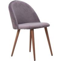 Life Interiors Single Lucia Ergonomic Velvet Dining Chair with Wooden Legs, Modern Upholstered Accent Chair in Grey