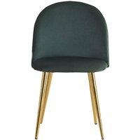 Life Interiors Single Lucia Ergonomic Velvet Dining Chair with Wooden Legs, Modern Upholstered Accent Chair in Emerald