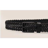 Oswin Hyde Men Milo Leather Braided Belt in Black | Size: 40