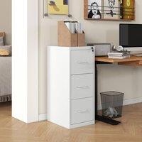 HOMCOM 3 Drawer Filing Cabinet Steel File Cabinet for A4 Letter Size Cream in White