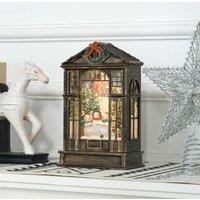 HOMCOM Christmas Snow Globe Lantern with Lights for Holiday, Bronze Tone