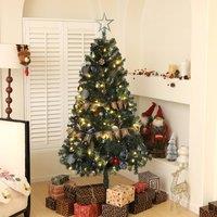 HOMCOM 6ft Artificial Christmas Tree with LED Lights and Blue Decorations