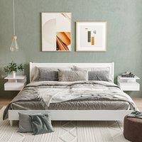 HOMCOM Floating Bedside Table Set of 2, Nightstand with Drawer for Bedroom in White