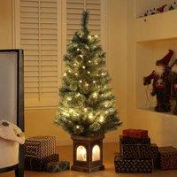 HOMCOM 4ft Artificial Christmas Tree with 80 Warm White LED Lights Remote in Green