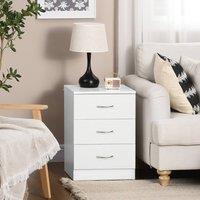 HOMCOM Modern 3 Drawers Side Table, Bedside Table with Wood Effect, White