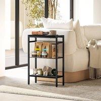 HOMCOM Side Table with Storage, Small Bedside Table, Sofa Table for Living Room in Black