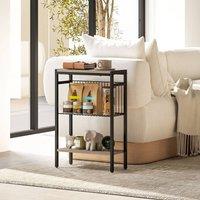 HOMCOM Side Table with Storage, Small Bedside Table, Sofa Table for Living Room in Grey