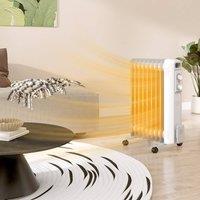 HOMCOM 9 Fin Portable Oil Filled Radiator, 2000W Quiet Electric Heater in White