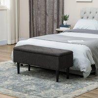 HOMCOM 15 Modern Ottoman Storage Box with Wooden Legs and 47L Storage Capacity in Dark Grey