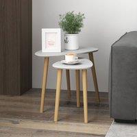 HOMCOM Side Table Set of 2, Modern End Coffee Bedside Tables Grey Natural in Light Grey