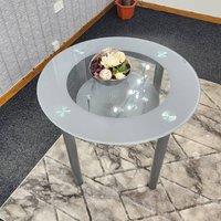 KOSY KOALA Glass Grey Dining Table Round Dining Table Dining Room Kitchen Furniture