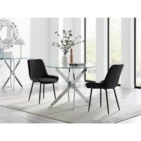 FurnitureboxUK Novara 100cm Round Dining Table and 2 Pesaro Black Leg Chairs