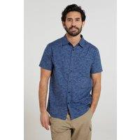 Mountain Warehouse Men Wave Print T-Shirt Breathable Short Sleeved Tee Top in Navy | Size: Small