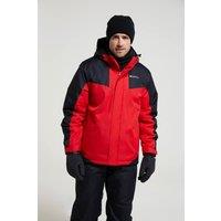 Mountain Warehouse Men 'Dusk' Water Resistant Adjustable Hood Fleece Lined Ski Jacket in Light Red | Size: X-Large