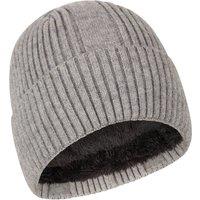 Mountain Warehouse Men Warm and Cosy Lightweight Fur Lined Comfortable Classic Ribbed Beanie in Grey