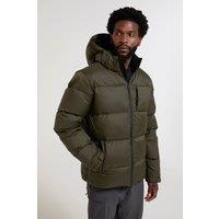 Mountain Warehouse Men Frost Padded Down Jacket Water Resistant Hooded Coat in Khaki | Size: 2X-large
